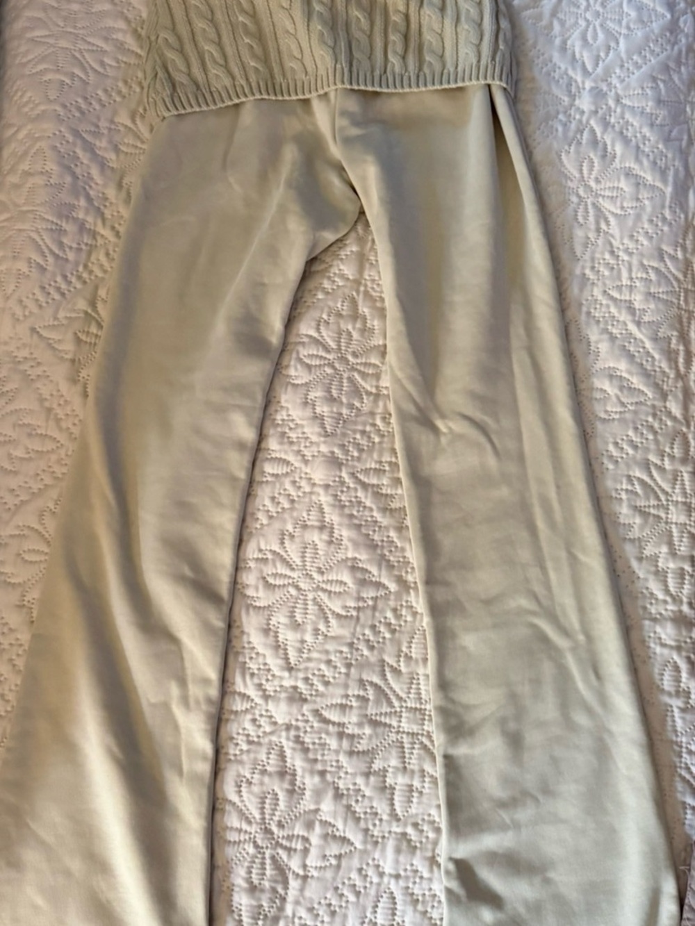 WeWoreWhat Cream Knit Wide-Leg Pants
